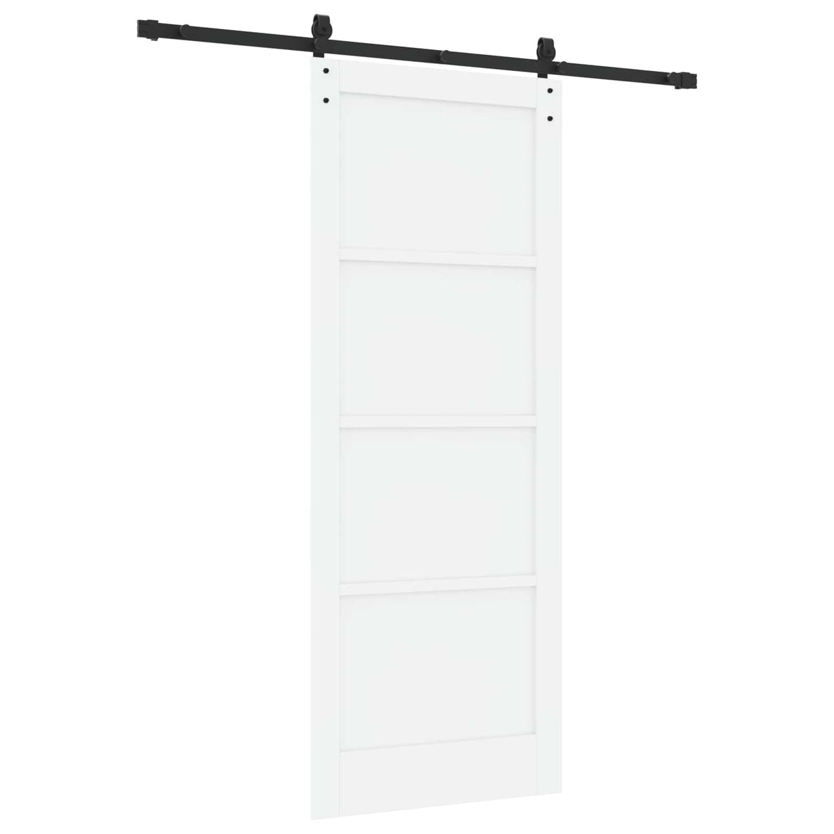 Συρόμενη Πόρτα 83 x 211 cm Επεξεργασμένο Ξύλο Λευκό και Μαύρο - Pakobazaar