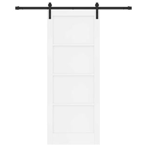 Συρόμενη Πόρτα 83 x 211 cm Επεξεργασμένο Ξύλο Λευκό και Μαύρο - Pakobazaar