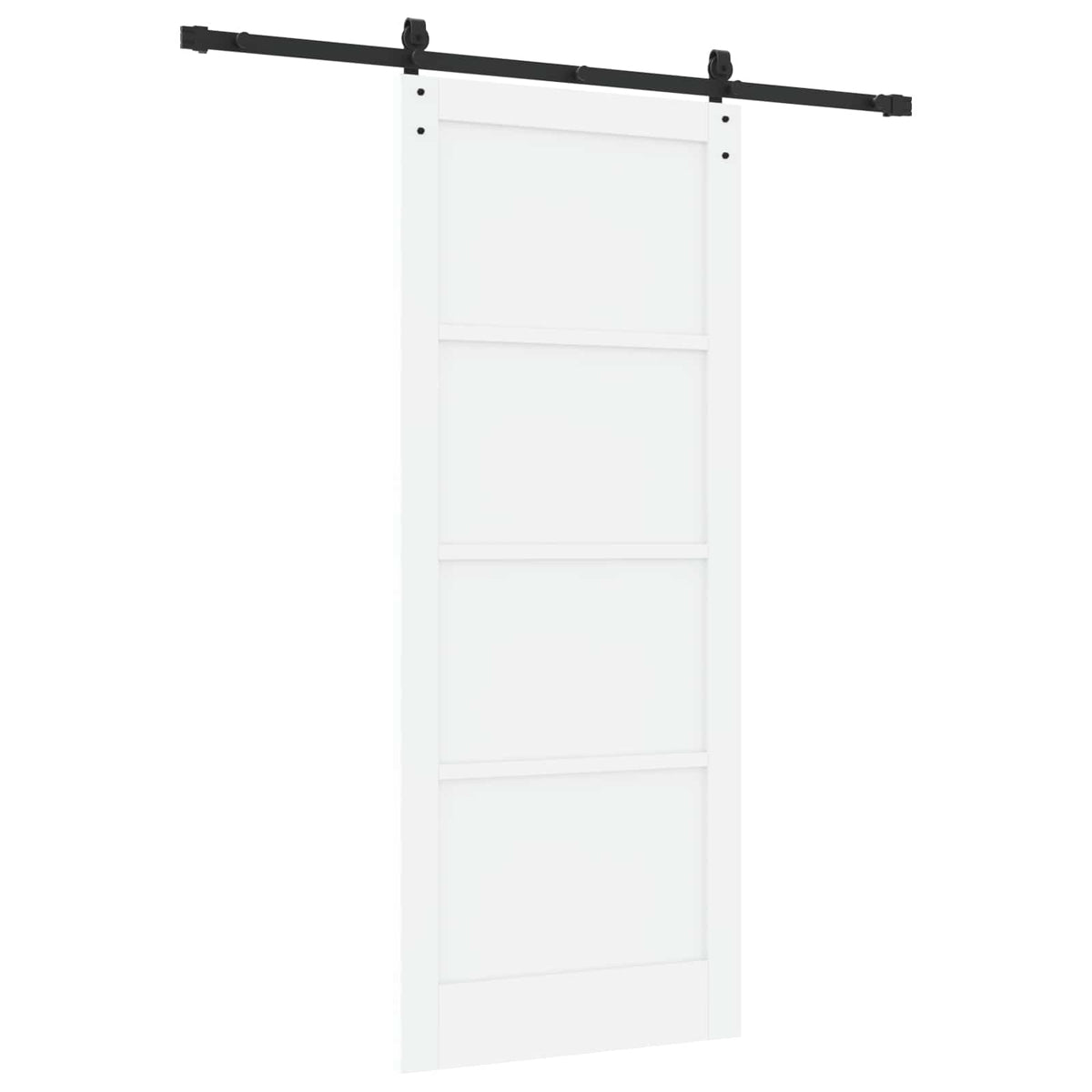 Συρόμενη Πόρτα 86 x 211 cm Επεξεργασμένο Ξύλο Λευκό και Μαύρο - Pakobazaar