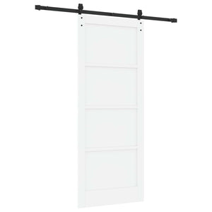 Συρόμενη Πόρτα 86 x 211 cm Επεξεργασμένο Ξύλο Λευκό και Μαύρο - Pakobazaar
