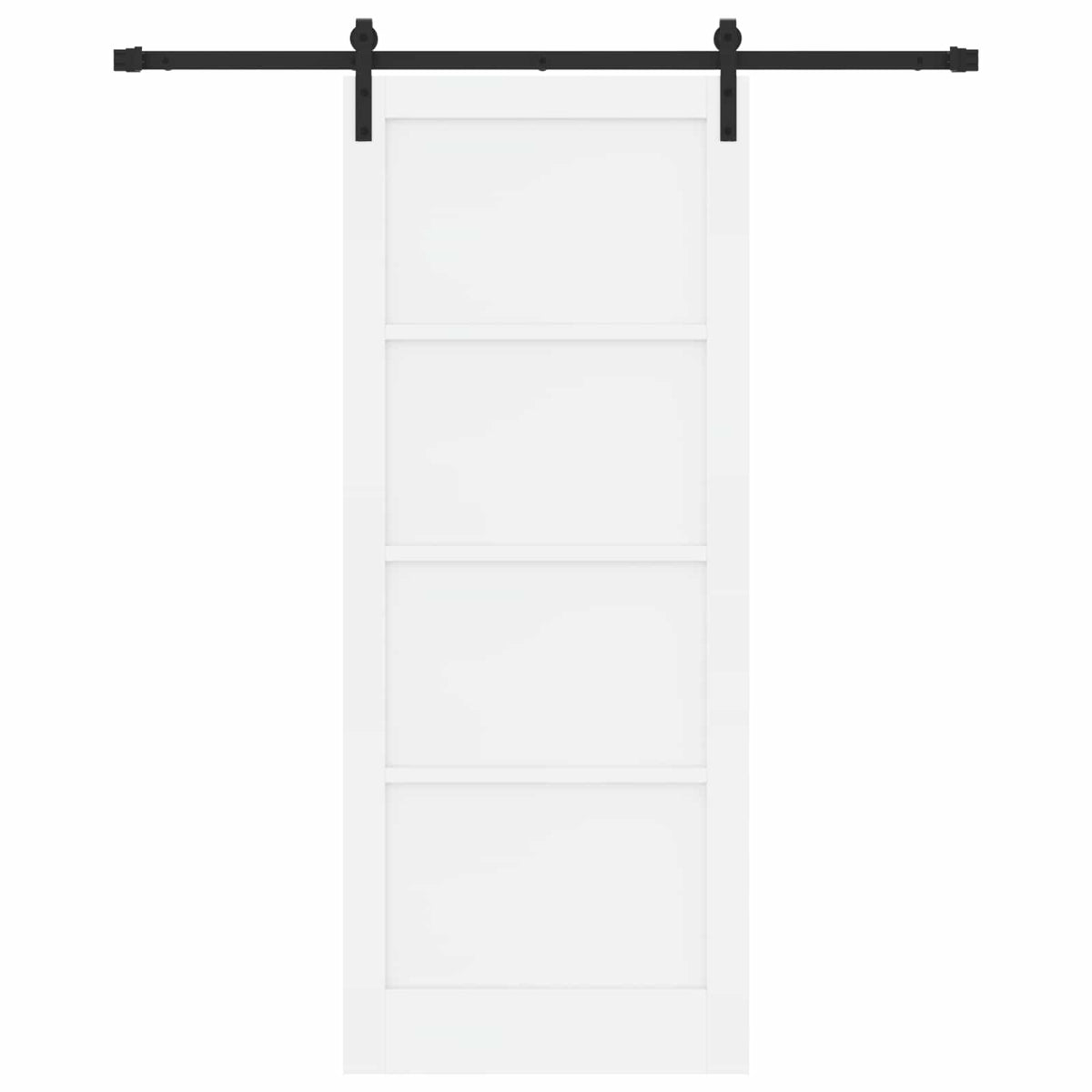 Συρόμενη Πόρτα 86 x 211 cm Επεξεργασμένο Ξύλο Λευκό και Μαύρο - Pakobazaar