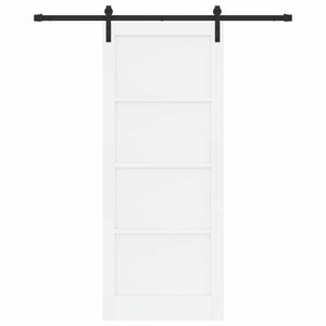 Συρόμενη Πόρτα 86 x 211 cm Επεξεργασμένο Ξύλο Λευκό και Μαύρο - Pakobazaar