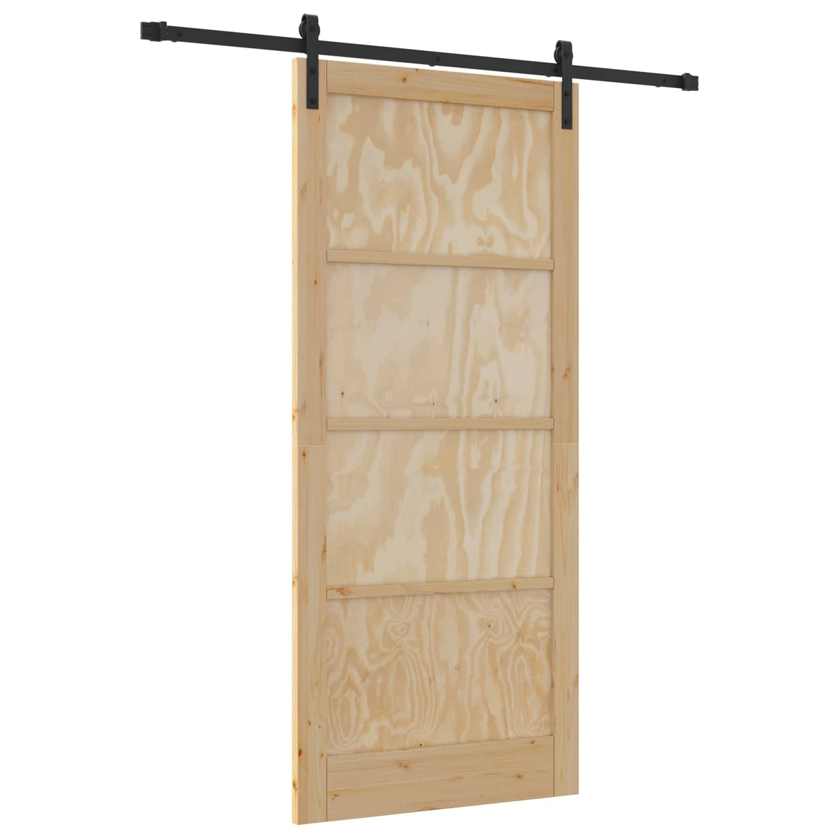 Συρόμενη Πόρτα 93 x 211 cm Επεξεργασμένο Ξύλο Φυσικό και Μαύρο - Pakobazaar