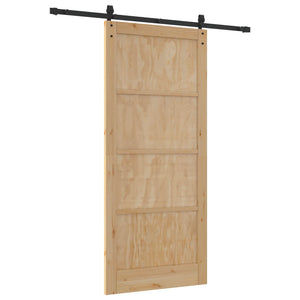 Συρόμενη Πόρτα 93 x 211 cm Επεξεργασμένο Ξύλο Φυσικό και Μαύρο - Pakobazaar