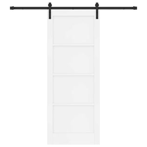Συρόμενη Πόρτα 83 x 211 cm Επεξεργασμένο Ξύλο Λευκό και Μαύρο