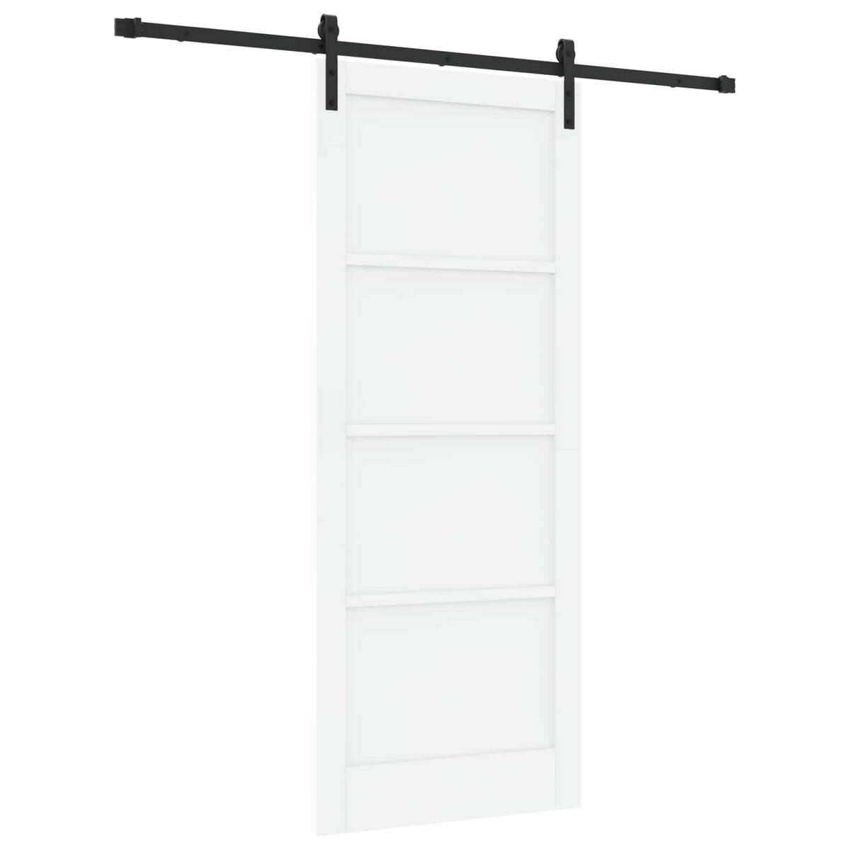 Συρόμενη Πόρτα 86 x 211 cm Επεξεργασμένο Ξύλο Λευκό και Μαύρο - Pakobazaar