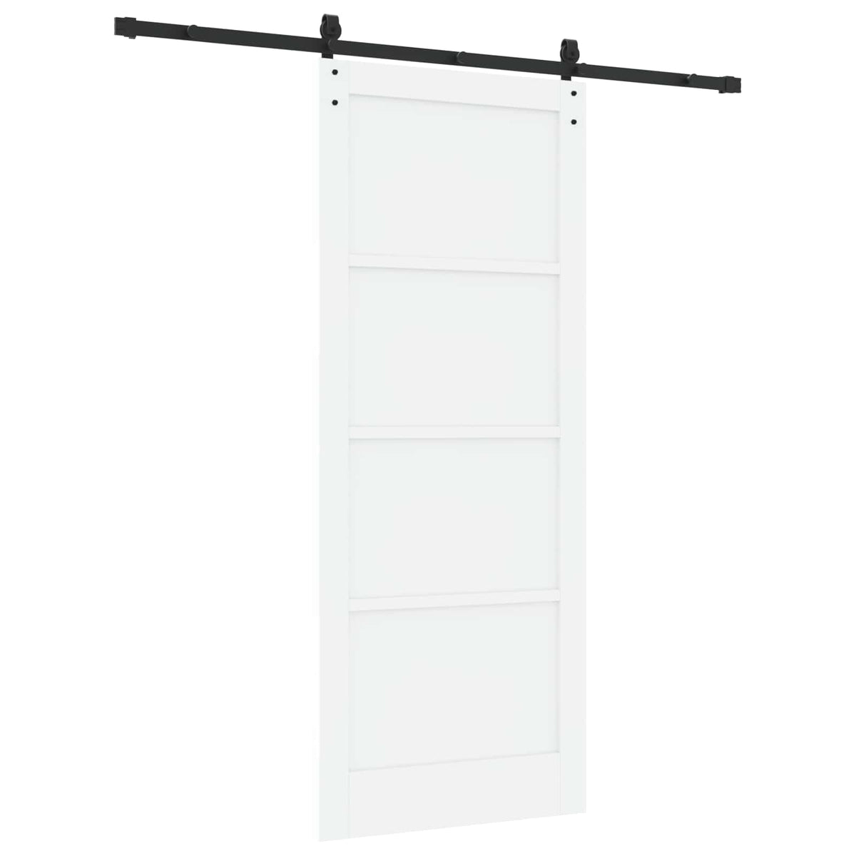 Συρόμενη Πόρτα 86 x 211 cm Επεξεργασμένο Ξύλο Λευκό και Μαύρο - Pakobazaar