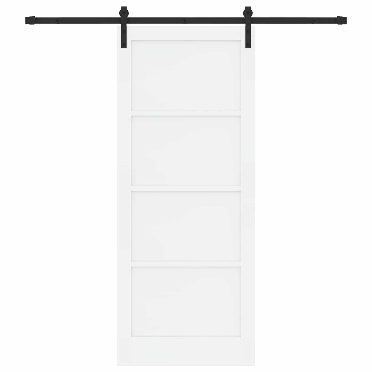 Συρόμενη Πόρτα 86 x 211 cm Επεξεργασμένο Ξύλο Λευκό και Μαύρο - Pakobazaar