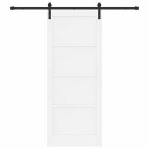 Συρόμενη Πόρτα 86 x 211 cm Επεξεργασμένο Ξύλο Λευκό και Μαύρο - Pakobazaar