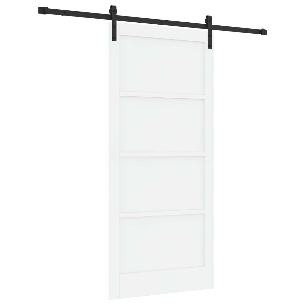 Συρόμενη Πόρτα 93 x 202 cm Επεξεργασμένο Ξύλο Λευκό και Μαύρο - Pakobazaar