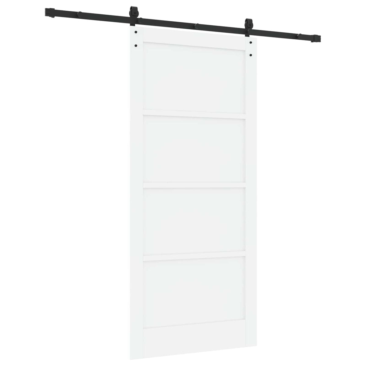 Συρόμενη Πόρτα 93 x 202 cm Επεξεργασμένο Ξύλο Λευκό και Μαύρο - Pakobazaar