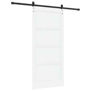 Συρόμενη Πόρτα 93 x 202 cm Επεξεργασμένο Ξύλο Λευκό και Μαύρο - Pakobazaar