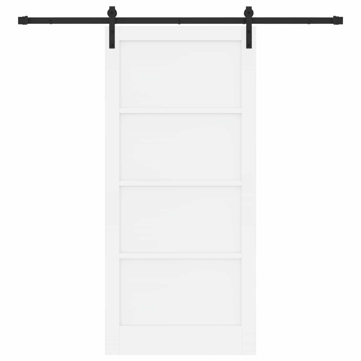 Συρόμενη Πόρτα 93 x 202 cm Επεξεργασμένο Ξύλο Λευκό και Μαύρο - Pakobazaar