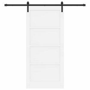 Συρόμενη Πόρτα 93 x 202 cm Επεξεργασμένο Ξύλο Λευκό και Μαύρο - Pakobazaar