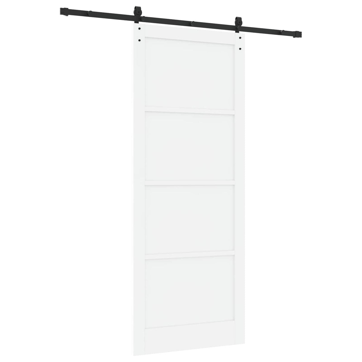 Συρόμενη Πόρτα 93 x 232 cm Επεξεργασμένο Ξύλο Λευκό και Μαύρο - Pakobazaar