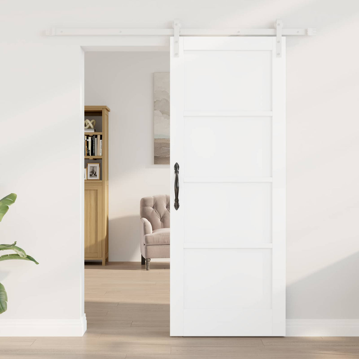 Συρόμενη Πόρτα 78 x 202 cm Επεξεργασμένο Ξύλο Λευκό