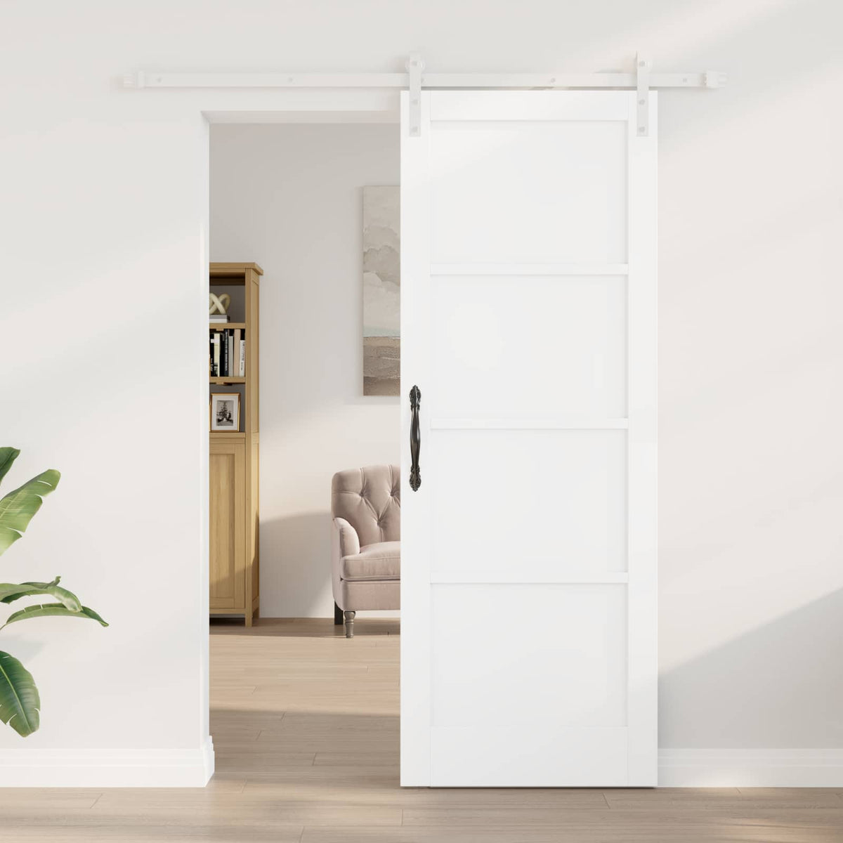 Συρόμενη Πόρτα 78 x 211 cm Επεξεργασμένο Ξύλο Λευκό