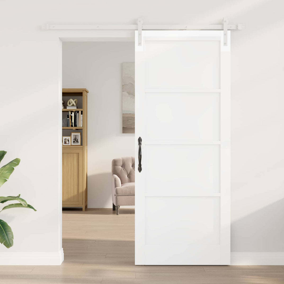 Συρόμενη Πόρτα 86 x 211 cm Επεξεργασμένο Ξύλο Λευκό
