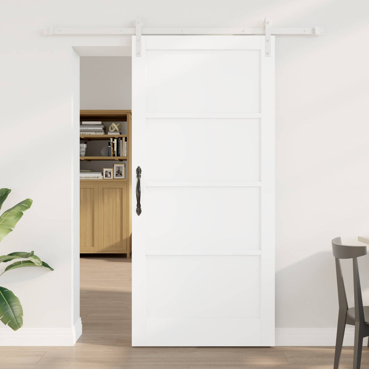 Συρόμενη Πόρτα 93 x 202 cm Επεξεργασμένο Ξύλο Λευκό