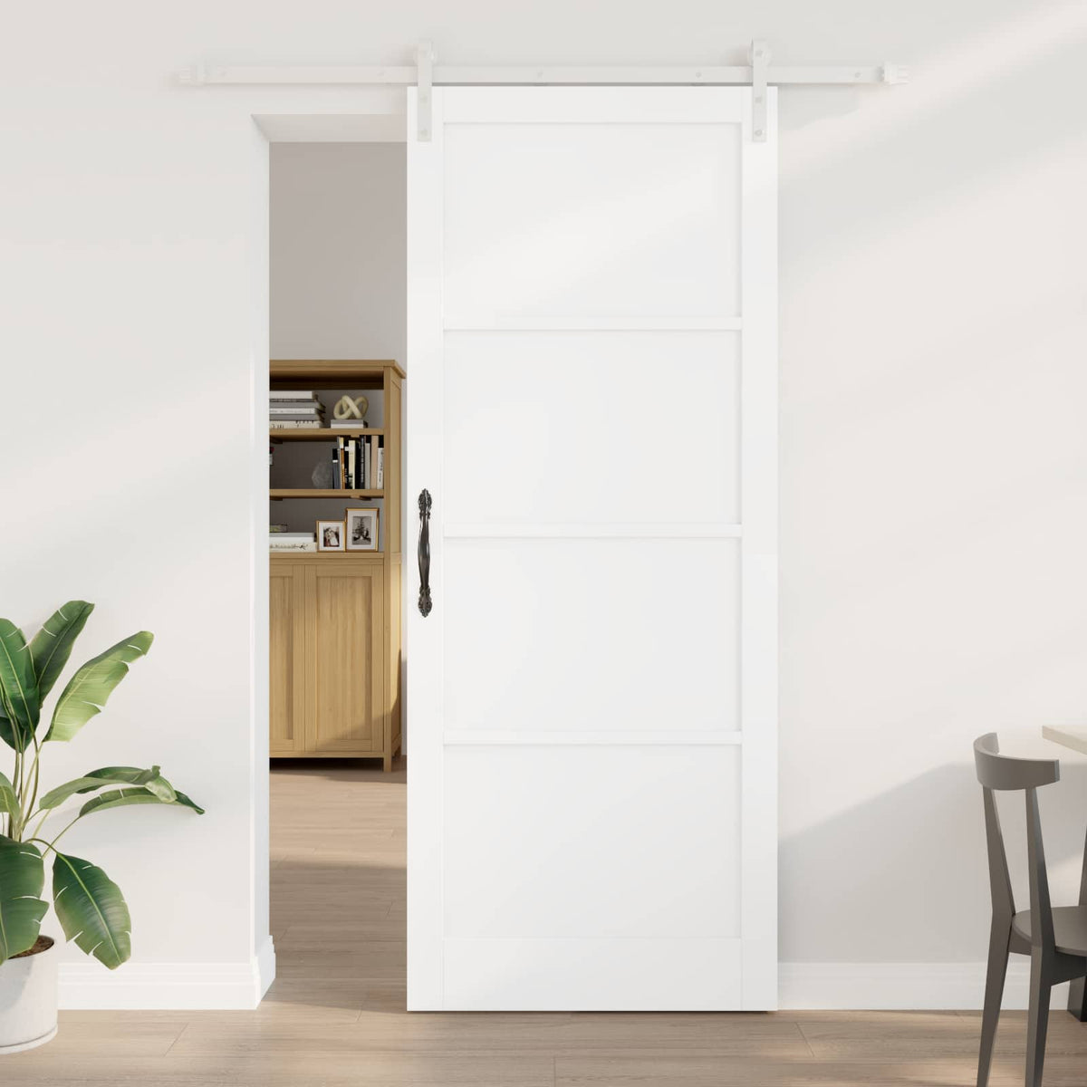 Συρόμενη Πόρτα 93 x 232 cm Επεξεργασμένο Ξύλο Λευκό