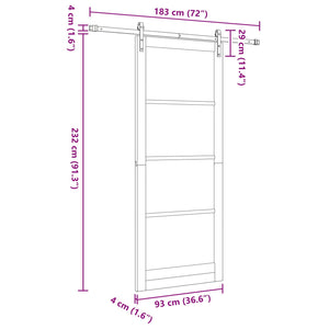 Συρόμενη Πόρτα 93 x 232 cm Επεξεργασμένο Ξύλο Λευκό