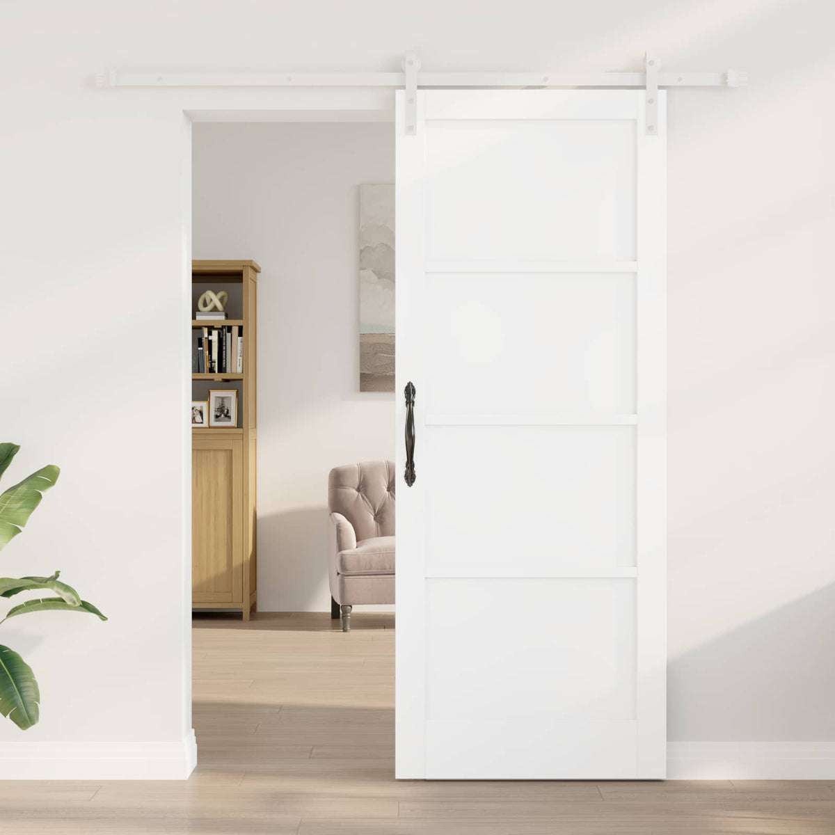 Συρόμενη Πόρτα 83 x 211 cm Επεξεργασμένο Ξύλο Λευκό