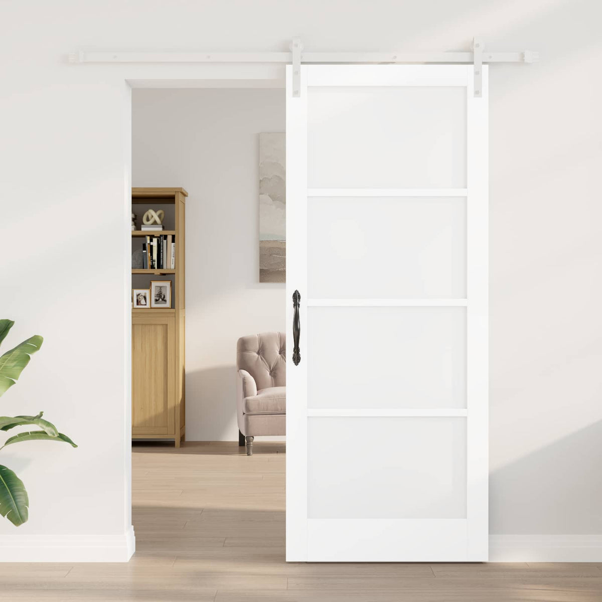 Συρόμενη Πόρτα 86 x 211 cm Επεξεργασμένο Ξύλο Λευκό