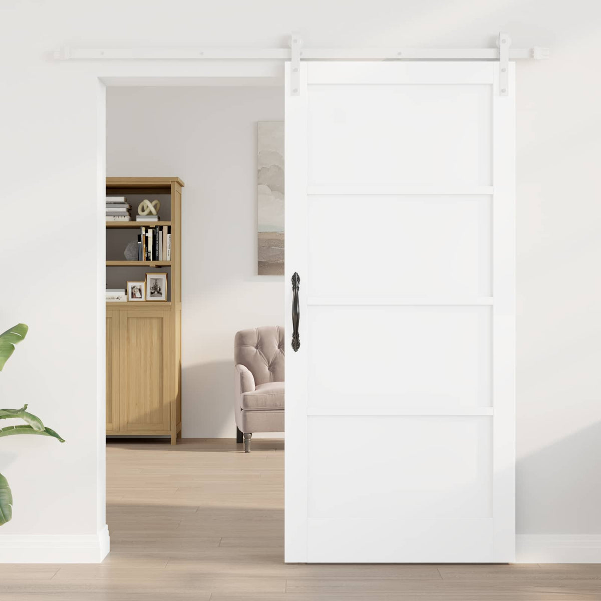 Συρόμενη Πόρτα 93 x 202 cm Επεξεργασμένο Ξύλο Λευκό