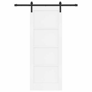 Συρόμενη Πόρτα 78 x 202 cm Επεξεργασμένο Ξύλο Λευκό και Μαύρο
