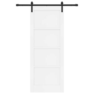 Συρόμενη Πόρτα 83 x 211 cm Επεξεργασμένο Ξύλο Λευκό και Μαύρο - Pakobazaar