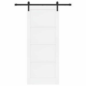 Συρόμενη Πόρτα 86 x 211 cm Επεξεργασμένο Ξύλο Λευκό και Μαύρο