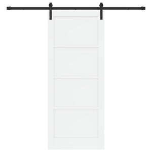 Συρόμενη Πόρτα 86 x 211 cm Επεξεργασμένο Ξύλο Λευκό και Μαύρο