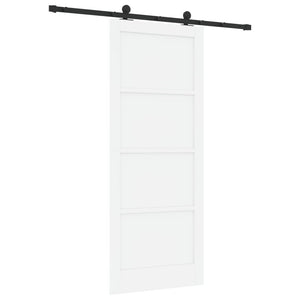 Συρόμενη Πόρτα 86 x 211 cm Επεξεργασμένο Ξύλο Λευκό και Μαύρο