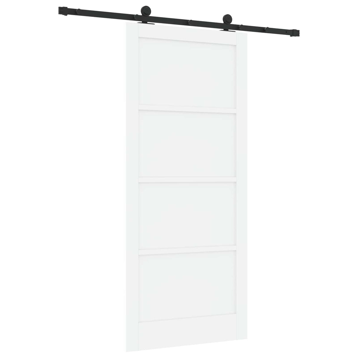 Συρόμενη Πόρτα 93 x 211 cm Επεξεργασμένο Ξύλο Λευκό και Μαύρο - Pakobazaar