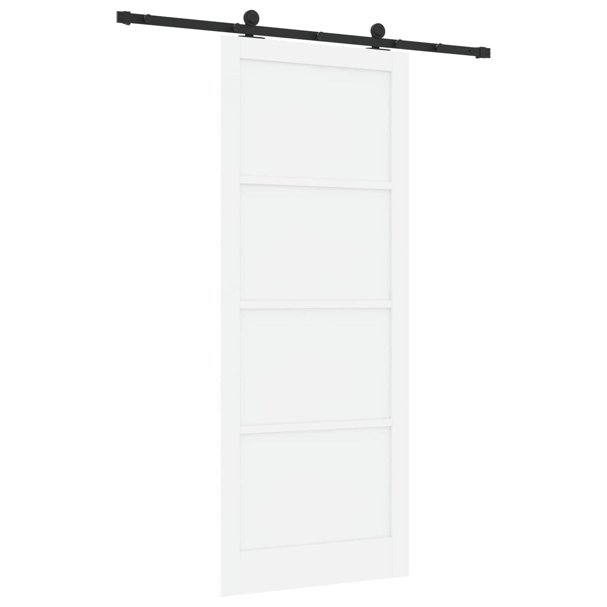 Συρόμενη Πόρτα 93 x 232 cm Επεξεργασμένο Ξύλο Λευκό και Μαύρο - Pakobazaar