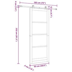 Συρόμενη Πόρτα 93 x 232 cm Επεξεργασμένο Ξύλο Λευκό και Μαύρο - Pakobazaar