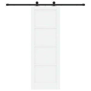 Συρόμενη Πόρτα 73,5 x 211 cm Επεξεργασμένο Ξύλο Λευκό και Μαύρο - Pakobazaar
