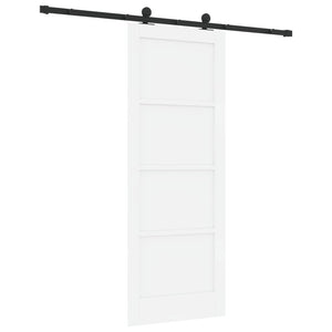 Συρόμενη Πόρτα 78 x 202 cm Επεξεργασμένο Ξύλο Λευκό και Μαύρο - Pakobazaar