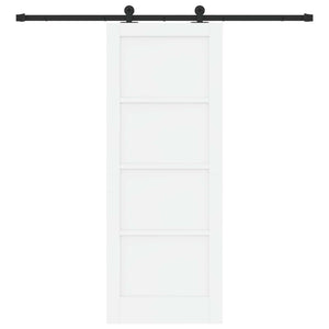 Συρόμενη Πόρτα 78 x 202 cm Επεξεργασμένο Ξύλο Λευκό και Μαύρο - Pakobazaar