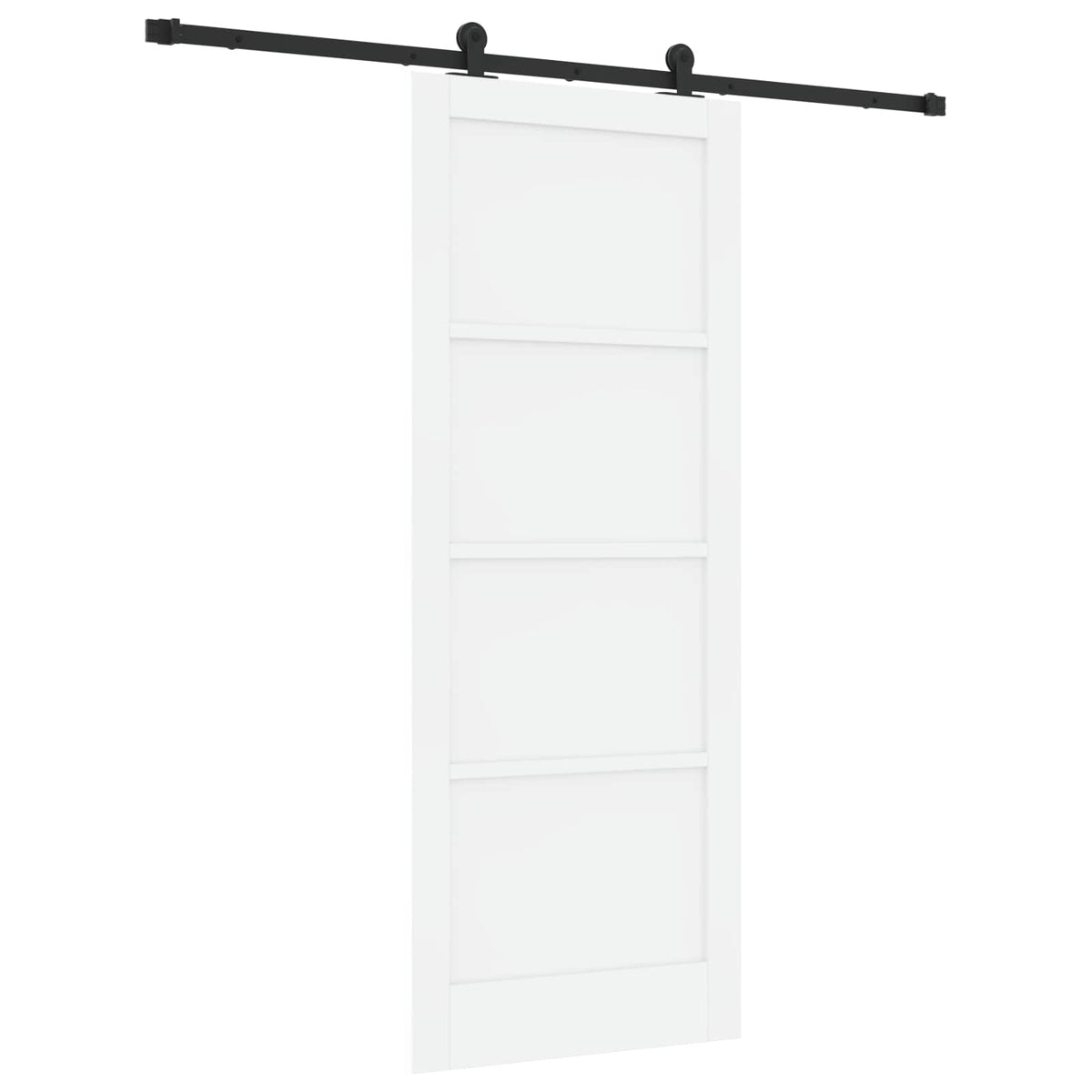 Συρόμενη Πόρτα 83 x 211 cm Επεξεργασμένο Ξύλο Λευκό και Μαύρο - Pakobazaar