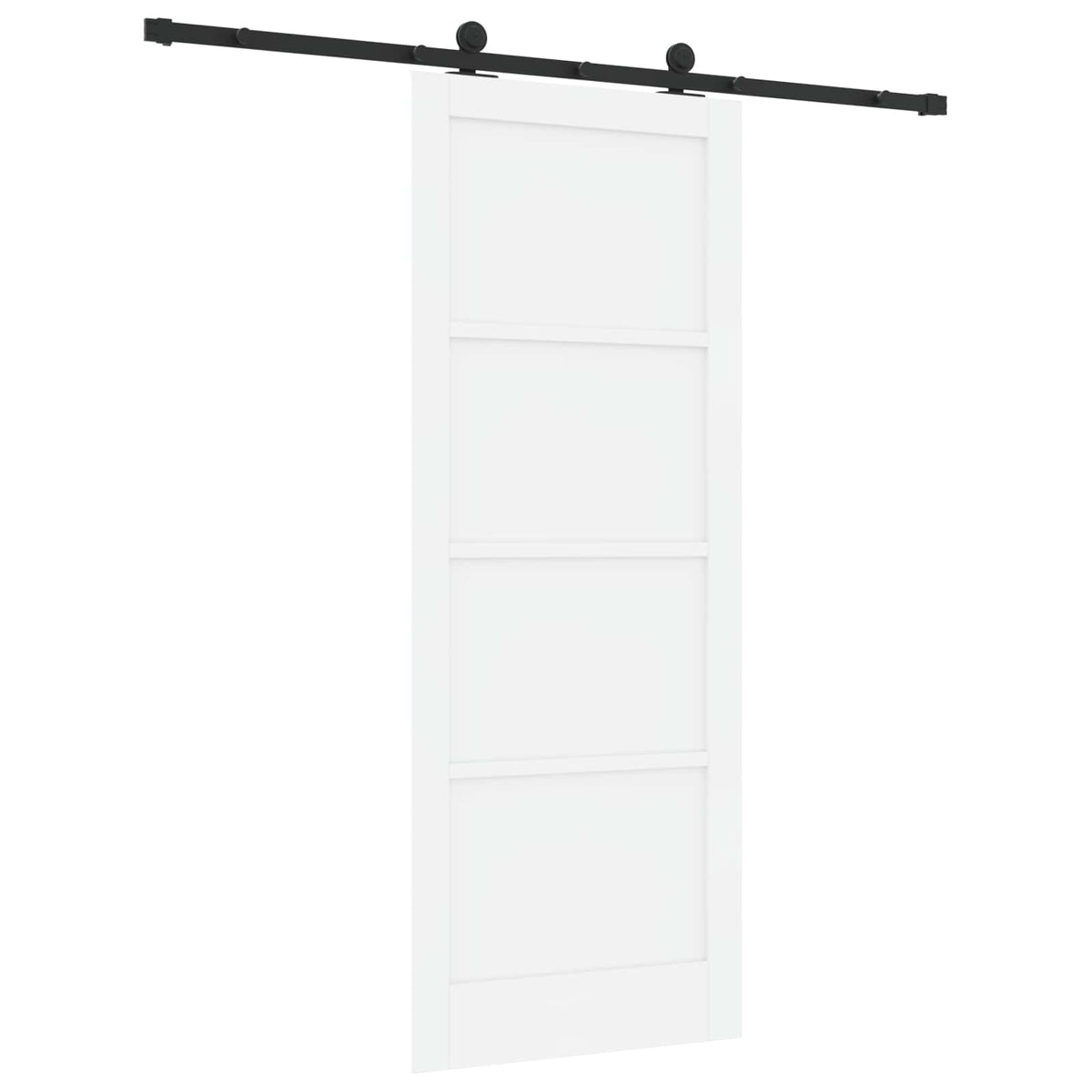 Συρόμενη Πόρτα 83 x 211 cm Επεξεργασμένο Ξύλο Λευκό και Μαύρο - Pakobazaar