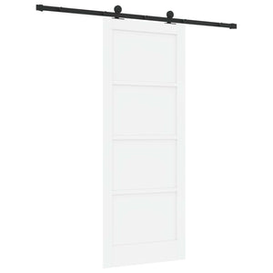Συρόμενη Πόρτα 83 x 211 cm Επεξεργασμένο Ξύλο Λευκό και Μαύρο - Pakobazaar