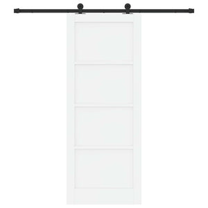 Συρόμενη Πόρτα 83 x 211 cm Επεξεργασμένο Ξύλο Λευκό και Μαύρο - Pakobazaar