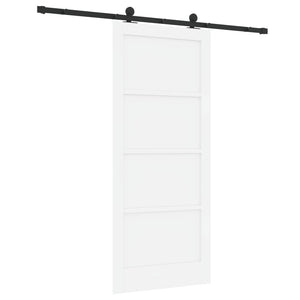 Συρόμενη Πόρτα 86 x 198,5 cm Επεξεργασμένο Ξύλο Λευκό και Μαύρο - Pakobazaar