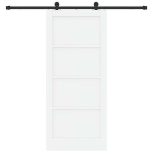 Συρόμενη Πόρτα 86 x 198,5 cm Επεξεργασμένο Ξύλο Λευκό και Μαύρο - Pakobazaar