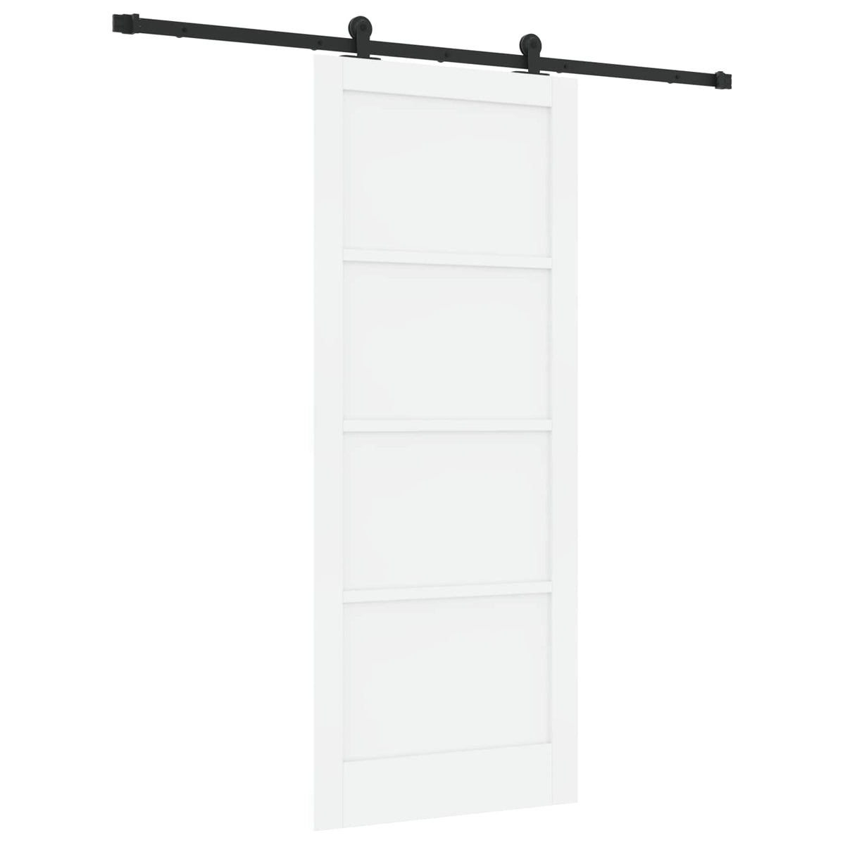 Συρόμενη Πόρτα 86 x 211 cm Επεξεργασμένο Ξύλο Λευκό και Μαύρο - Pakobazaar