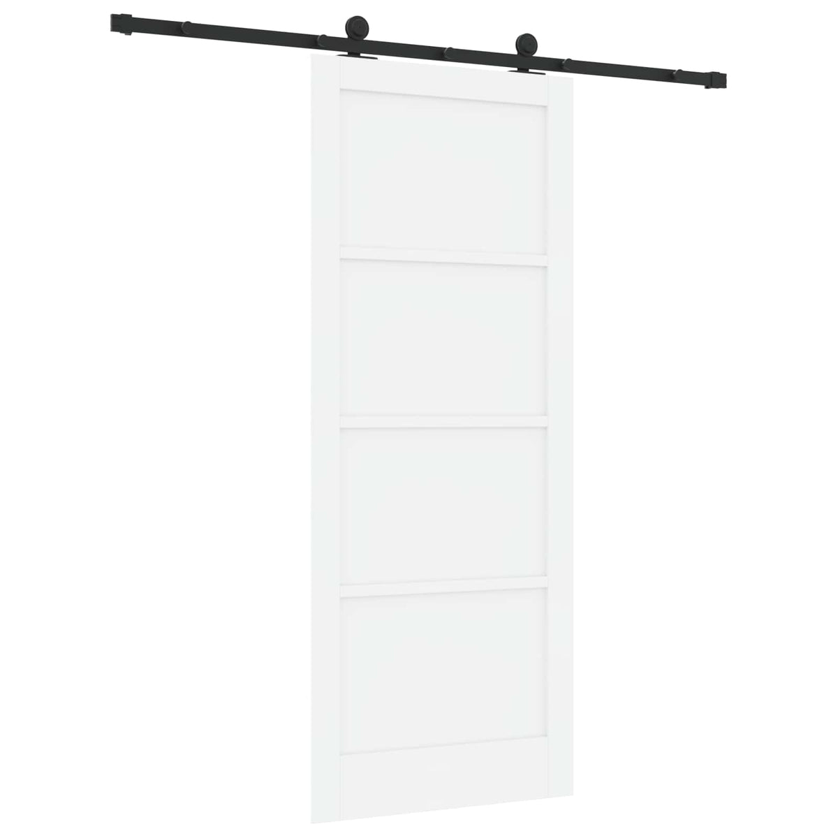 Συρόμενη Πόρτα 86 x 211 cm Επεξεργασμένο Ξύλο Λευκό και Μαύρο - Pakobazaar