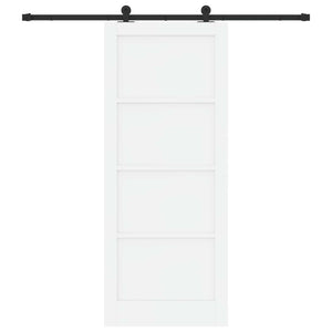 Συρόμενη Πόρτα 86 x 211 cm Επεξεργασμένο Ξύλο Λευκό και Μαύρο - Pakobazaar
