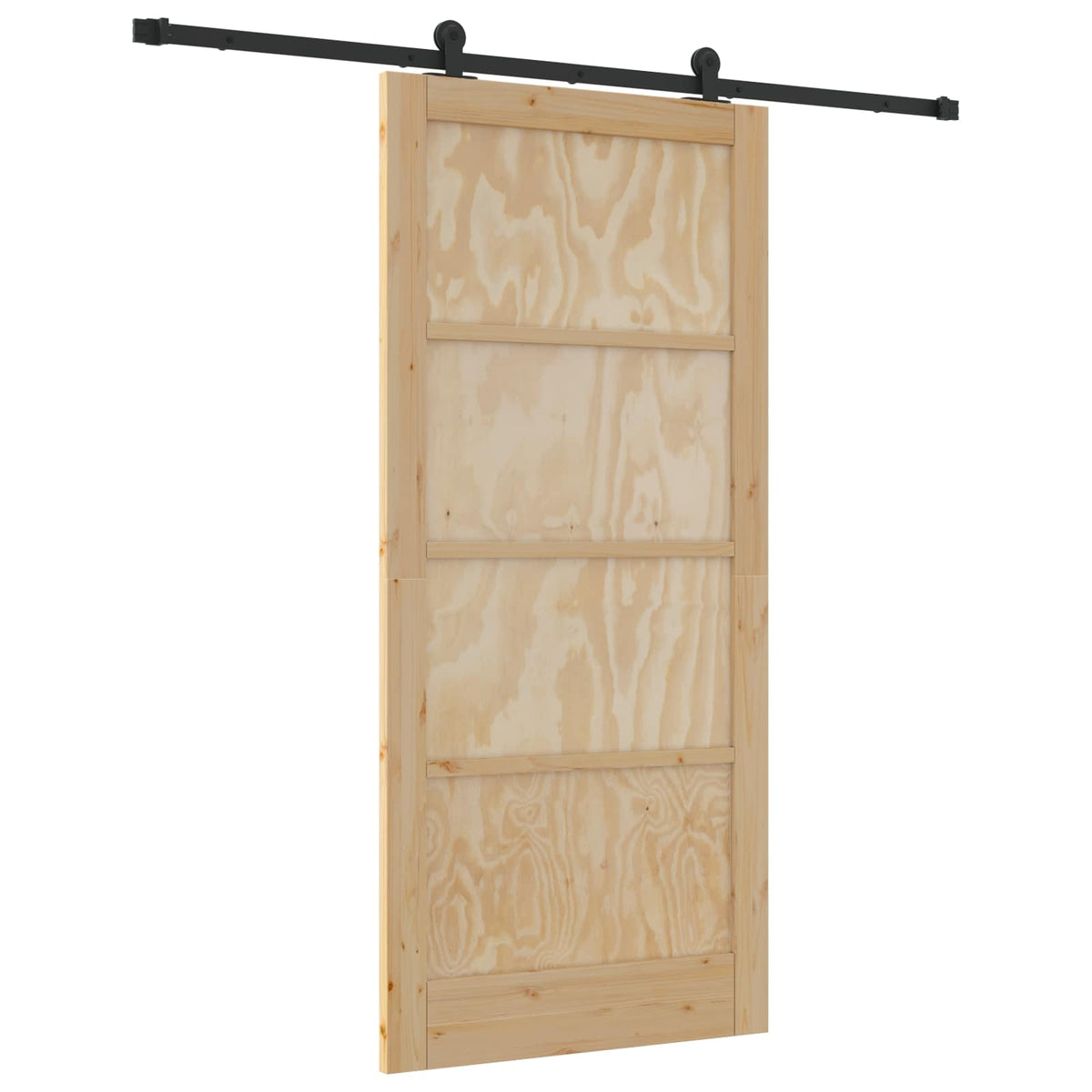 Συρόμενη Πόρτα 93 x 202 cm Επεξεργασμένο Ξύλο Φυσικό και Μαύρο - Pakobazaar