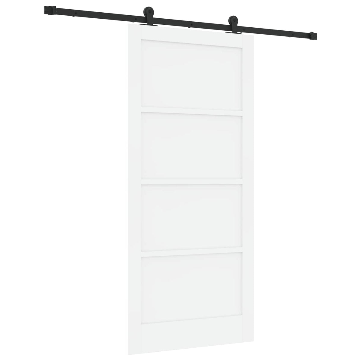 Συρόμενη Πόρτα 93 x 202 cm Επεξεργασμένο Ξύλο Λευκό και Μαύρο - Pakobazaar